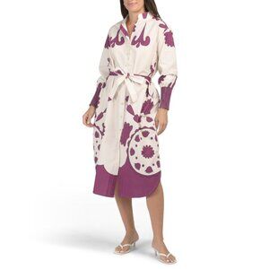 BLUE NAVY Purple Made In Italy Long Sleeve Floral Midi Dress